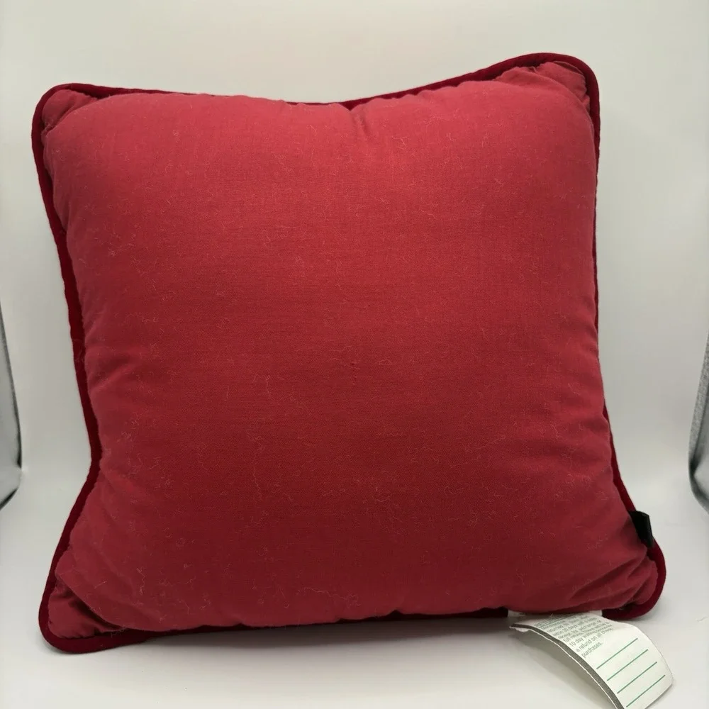Vintage Bess Red Poinsettia Christmas Pillow 14x14 Inches NWT